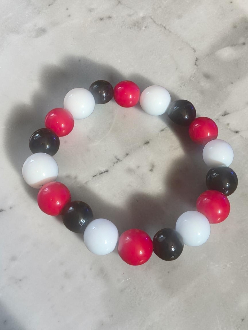 Brand New Red White and Black Beaded Dog Necklace
